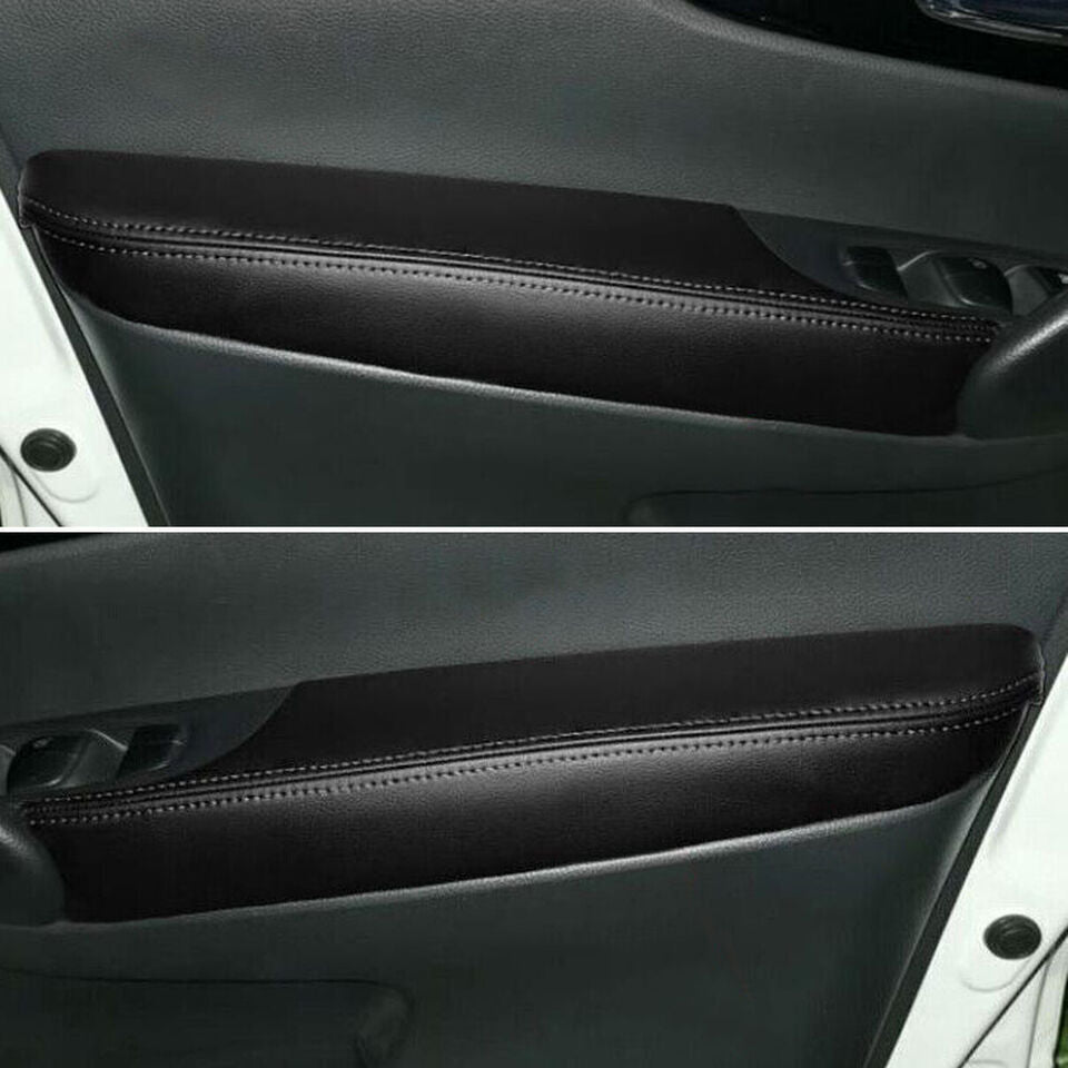 4PCS Black Door Plates Armrest Leather Cover for Nissan Rogue 2014-2020