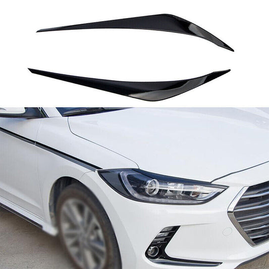 Gloss Black Front Headlight Lamp Strip Trim 2PCS for Hyundai for Elantra 2017-2018