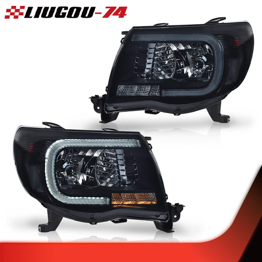 Suitable for 2005-2011 for Toyota Tacoma transparent LED headlights in black/smoky finish.