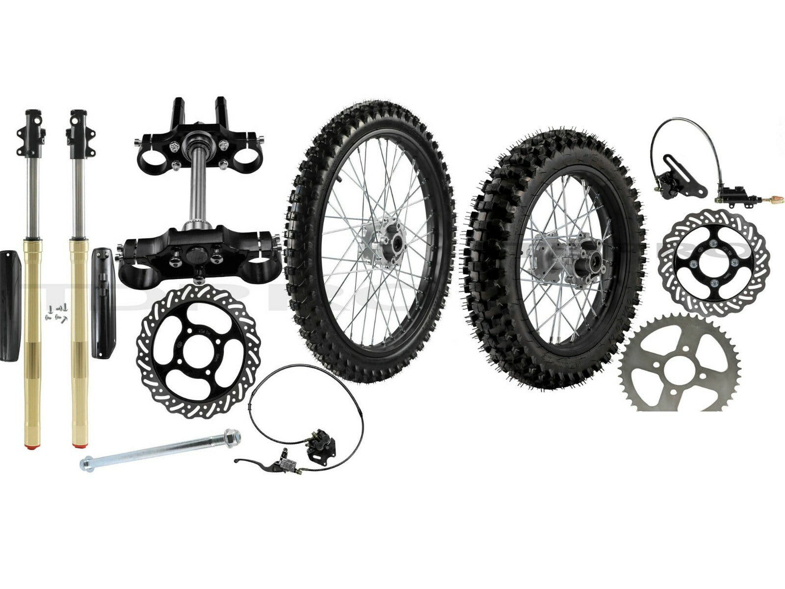 45/48 mm front fork + 70/100-19/90/100-16 tires, 16-inch/19-inch wheel kit, Pit Dirt bicycle