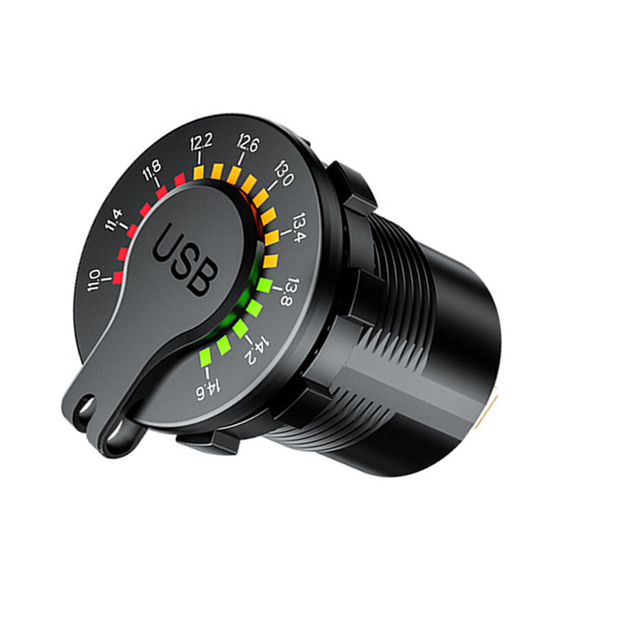 12V-24V QC3.0 Dual USB Car Fast Charger Power Socket Outlet With LED Voltmeter