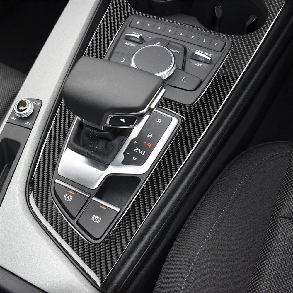 Kit for Audi A4 A4L B9 2017-19 RHD Gear Shift Cup Holder Panel Trim Carbon Fiber