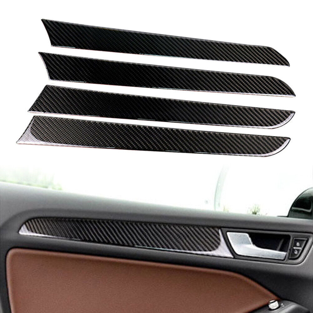 4x Carbon Fiber Interior Door Panel Cover Trim Sticker for Audi A4 B8 2009-2016