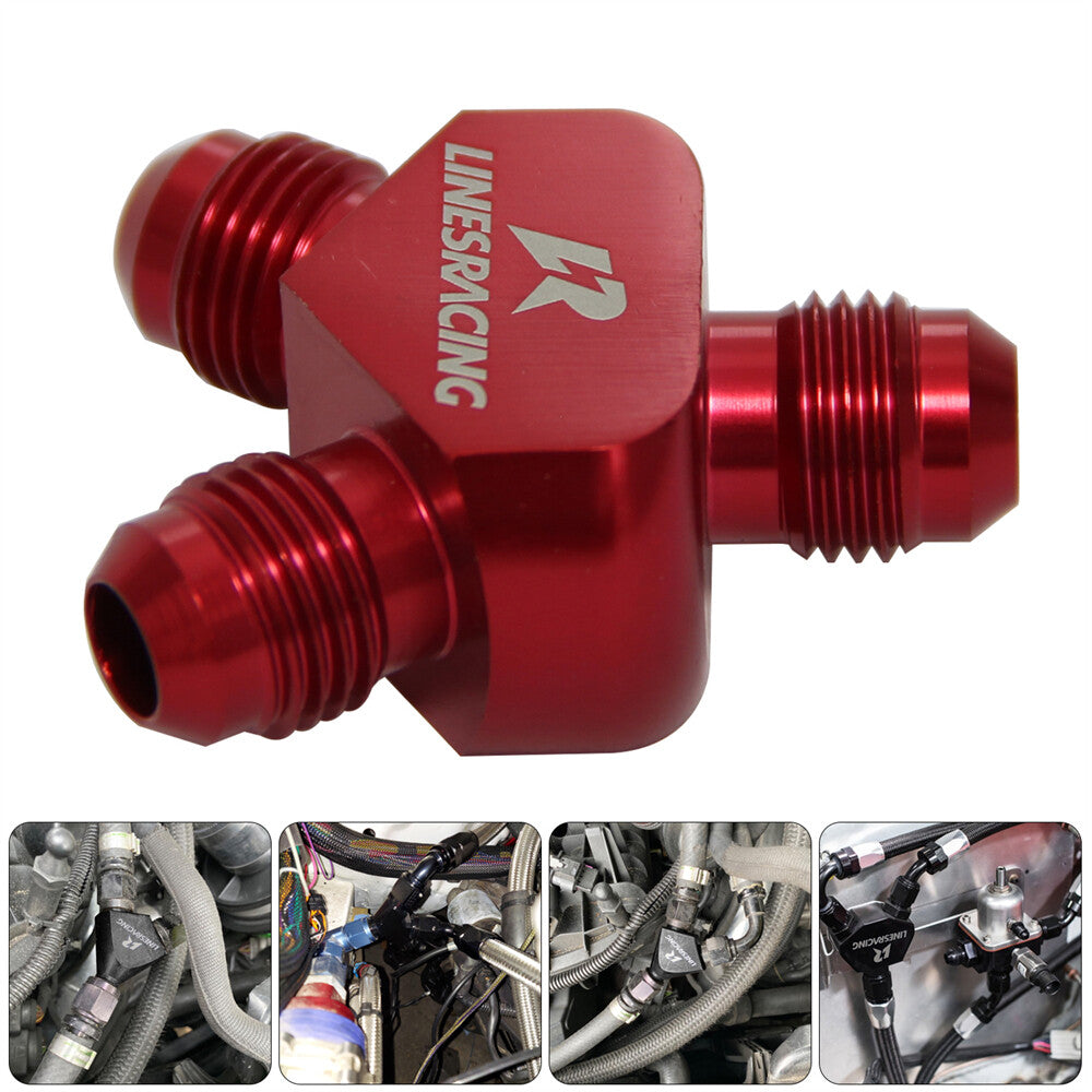 AN6 AN6 9/16-18UNF 3 Way Y Block Car Aluminum Fittings Adapter Universal Red