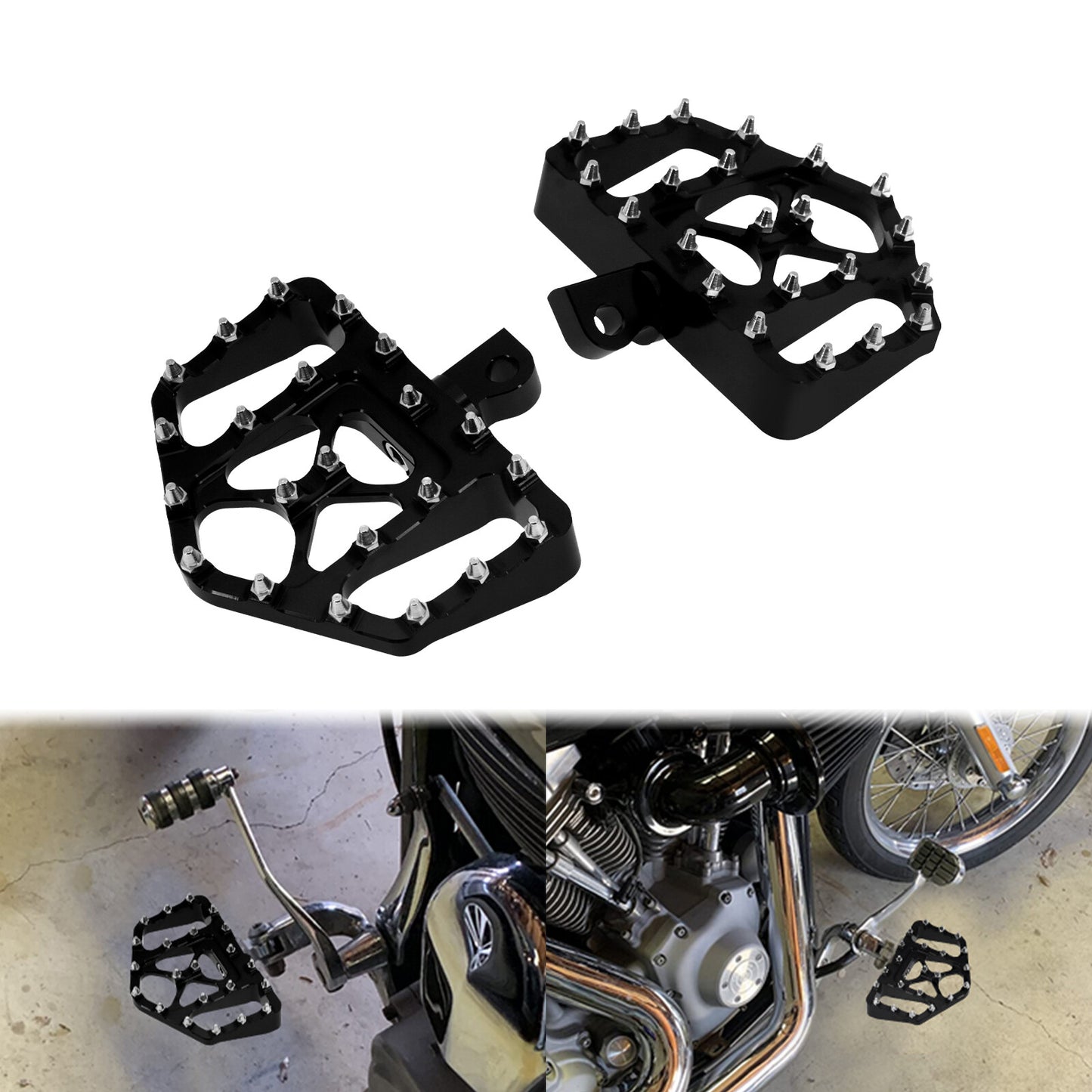Black MX Style Foot Pegs Floorboard for Harley Touring Road Electra Glide Dyna