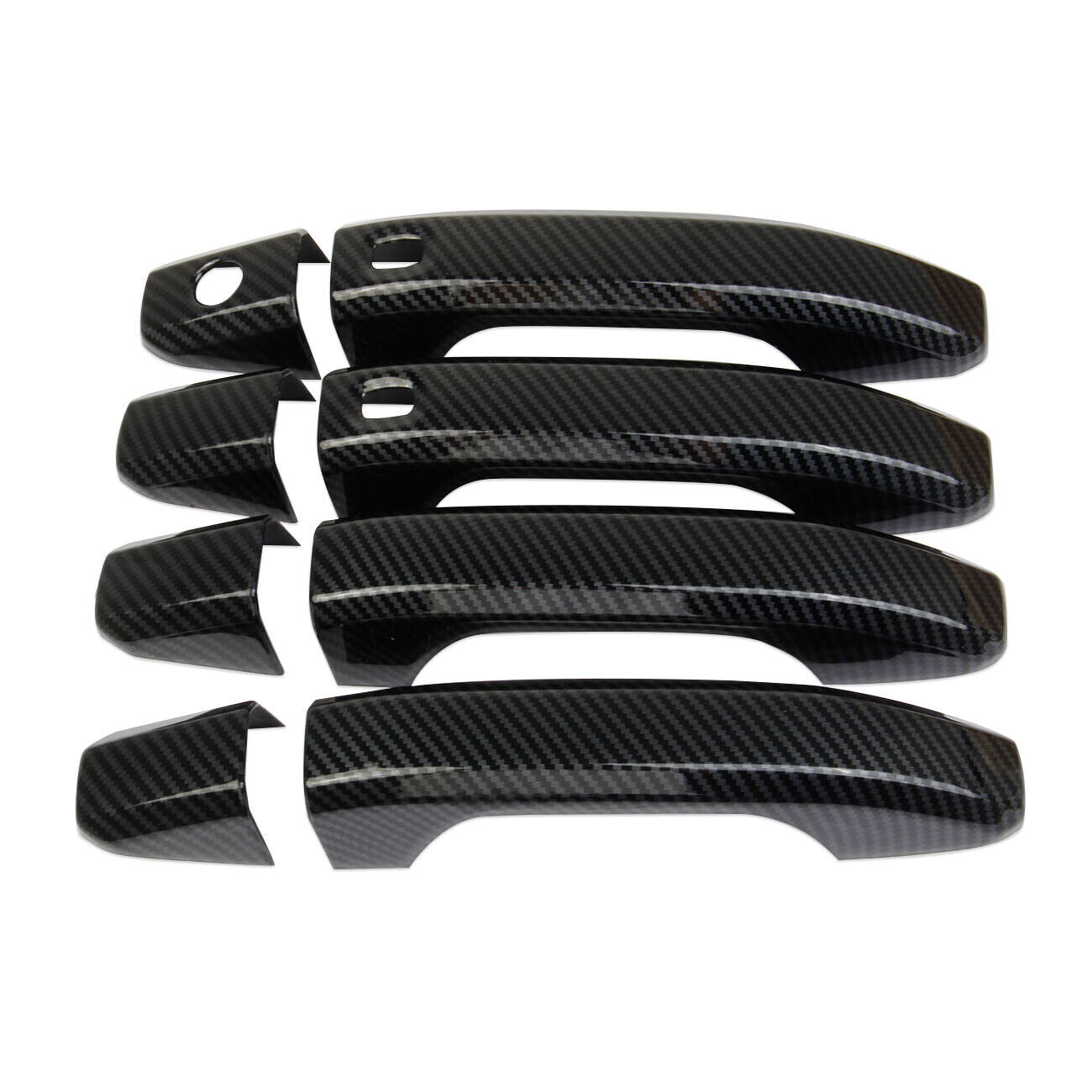 for Chevrolet Silverado Carbon Fiber Side Handle Cover Trim (with Buttons)