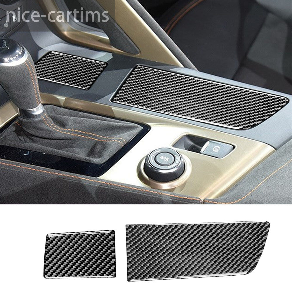 Soft Carbon Fiber Water Cup Holder Panel Cover for Chevrolet for Corvette C7 2014-19