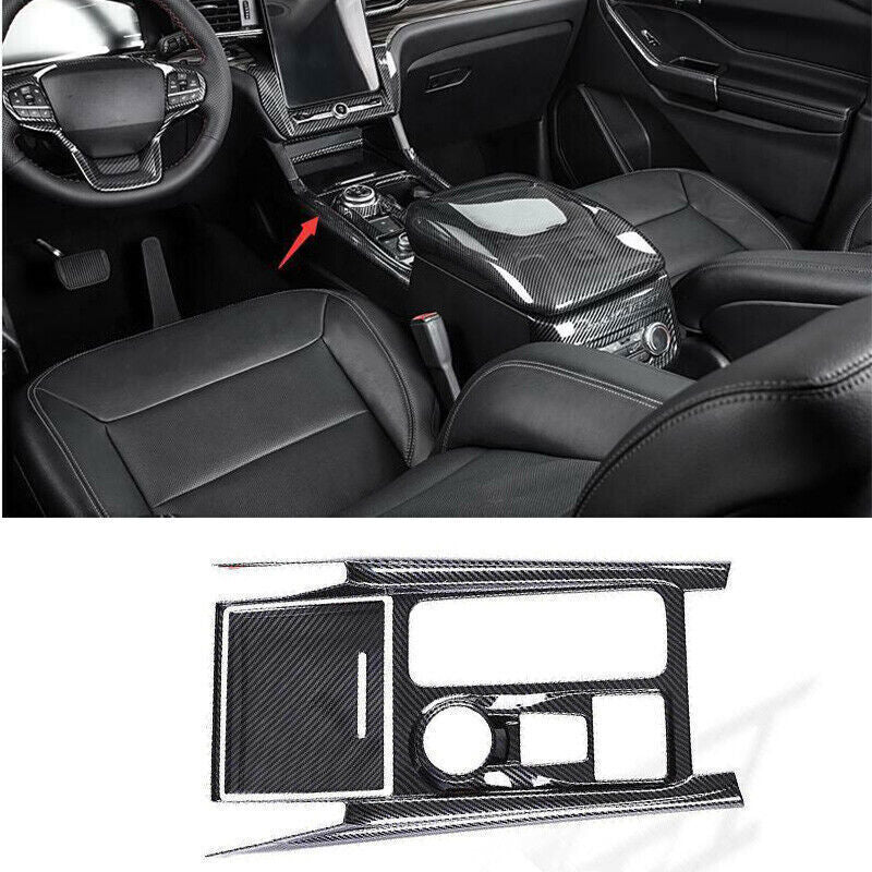 2X Carbon Texture Trim for Ford Explorer 2020-2024 Gearbox Panel Center Console