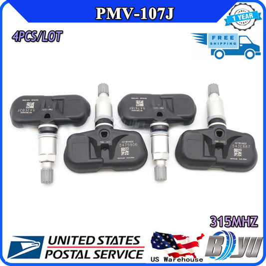 Four new tire pressure sensors (TPMS) for Toyota for Scion and for Lexus PMV-107J models, model number 42607-33021.