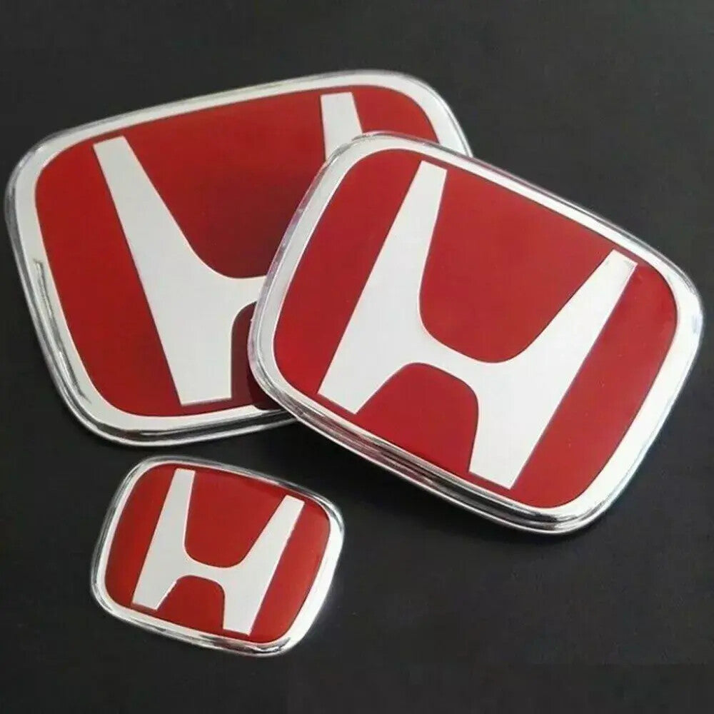 NEW 3PCS TYPE-R RED H STEERING FRONT REAR BADGE EMBLEM FOR 4DR for CIVIC 2016-2021