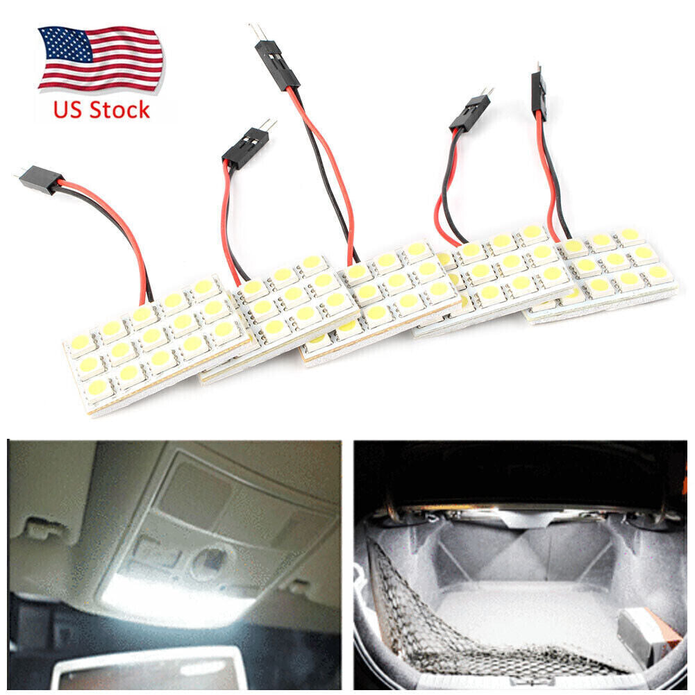 5X Car Festoon T10 BA9S White LED 15SMD Panel Interior Dome Map Light Bulb Lamp