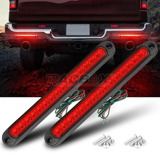 2x 10 Red 15 LED Sealed Truck Trailer Strip Brake Rear Stop Turn Tail Light Bar