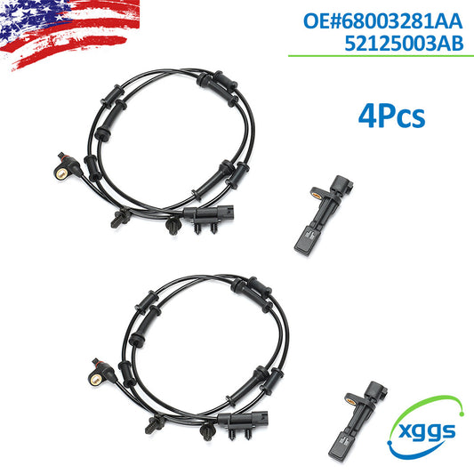 4 PCS Front Rear Left Right ABS Wheel Speed Sensor for 2007-2017 for Jeep for Wrangler