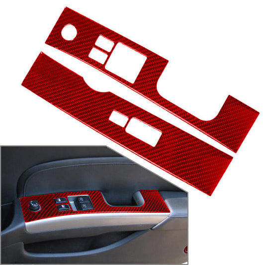 for Nissan 350z 03-2009 RHD 2 x Red Carbon Fiber Window Lift Switch Panel Trim