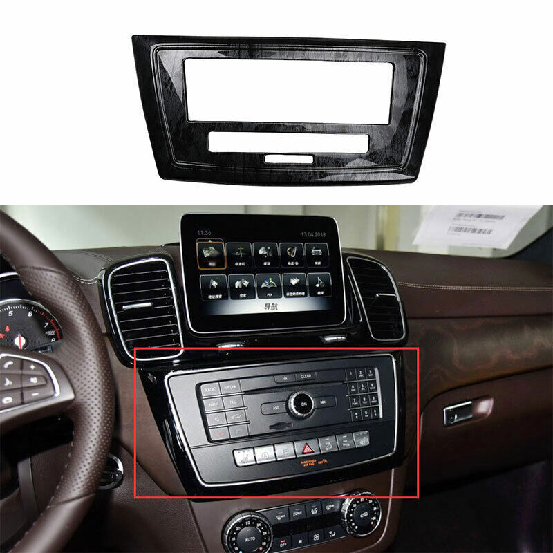 for Benz 16-19 GLE GLS Black Wood Grain Console CD Switch Control Panel Trim 1P