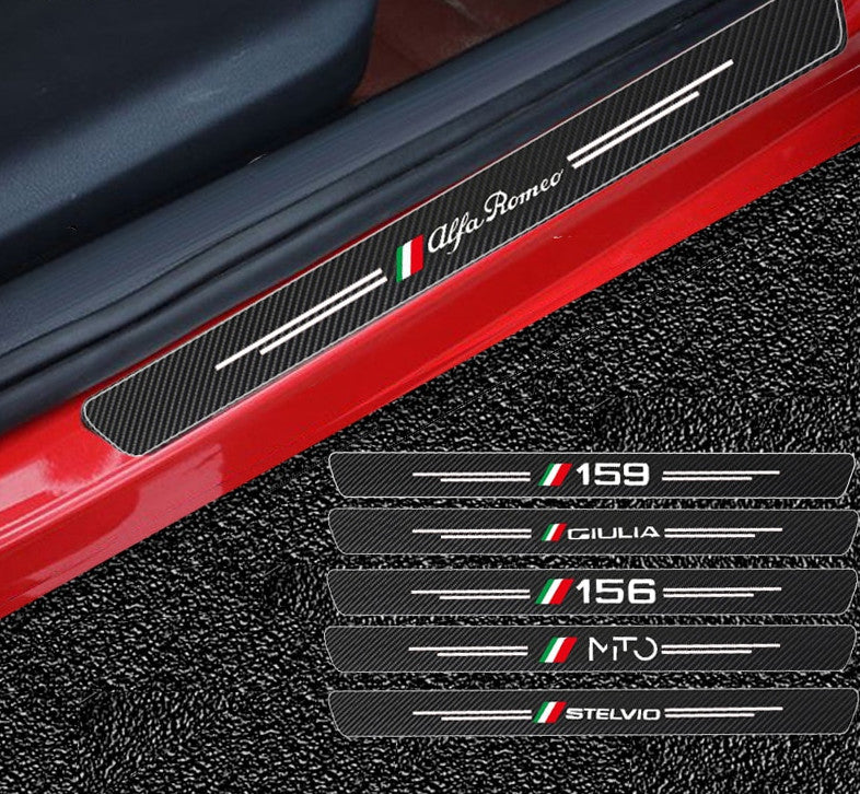 4-Piece Carbon Fiber Car Door Stickers for Alfa Romeo Sportiva Automotive Accessories