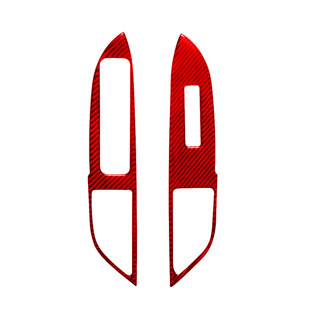 Red Carbon Fiber Front Door Switch Cover Trim for Mitsubishi Outlander 2014-2016