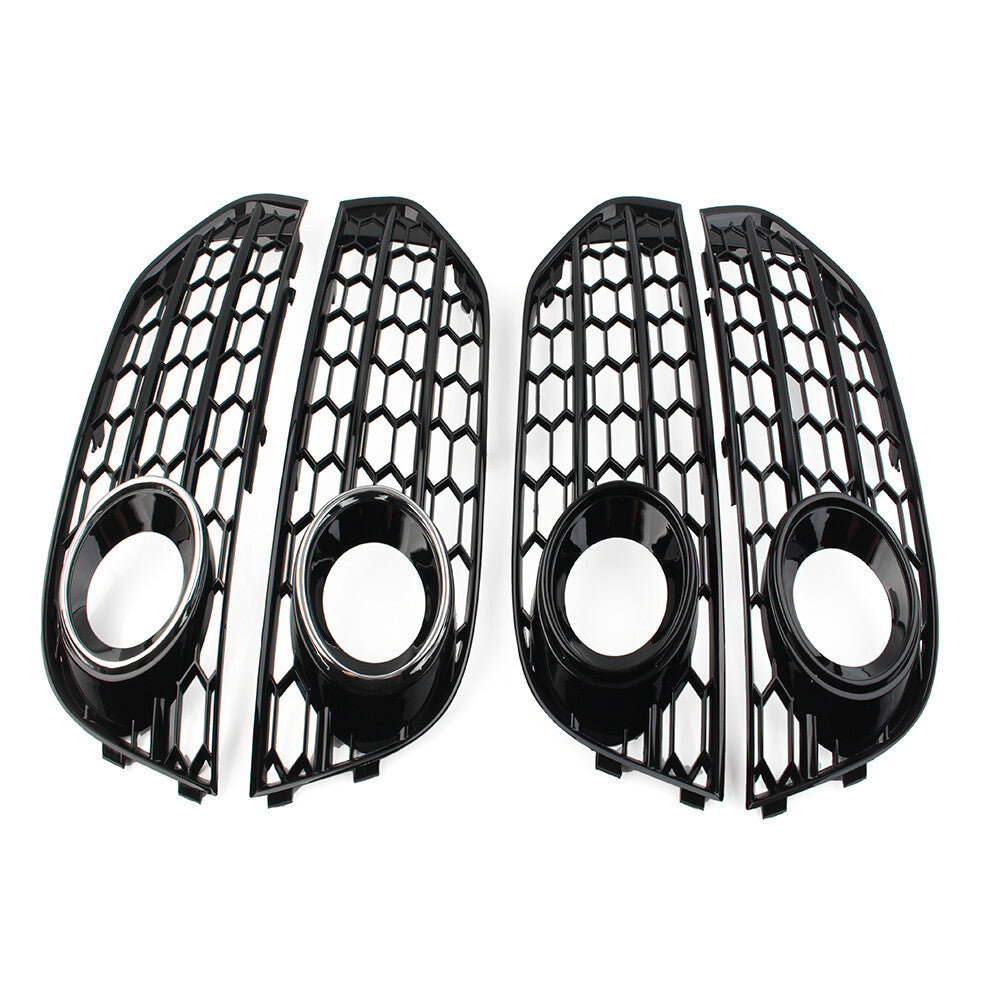 Front Bumper Honeycomb Mesh Fog Light Grille Cover Fits for Audi A4 Allroad 2010-16