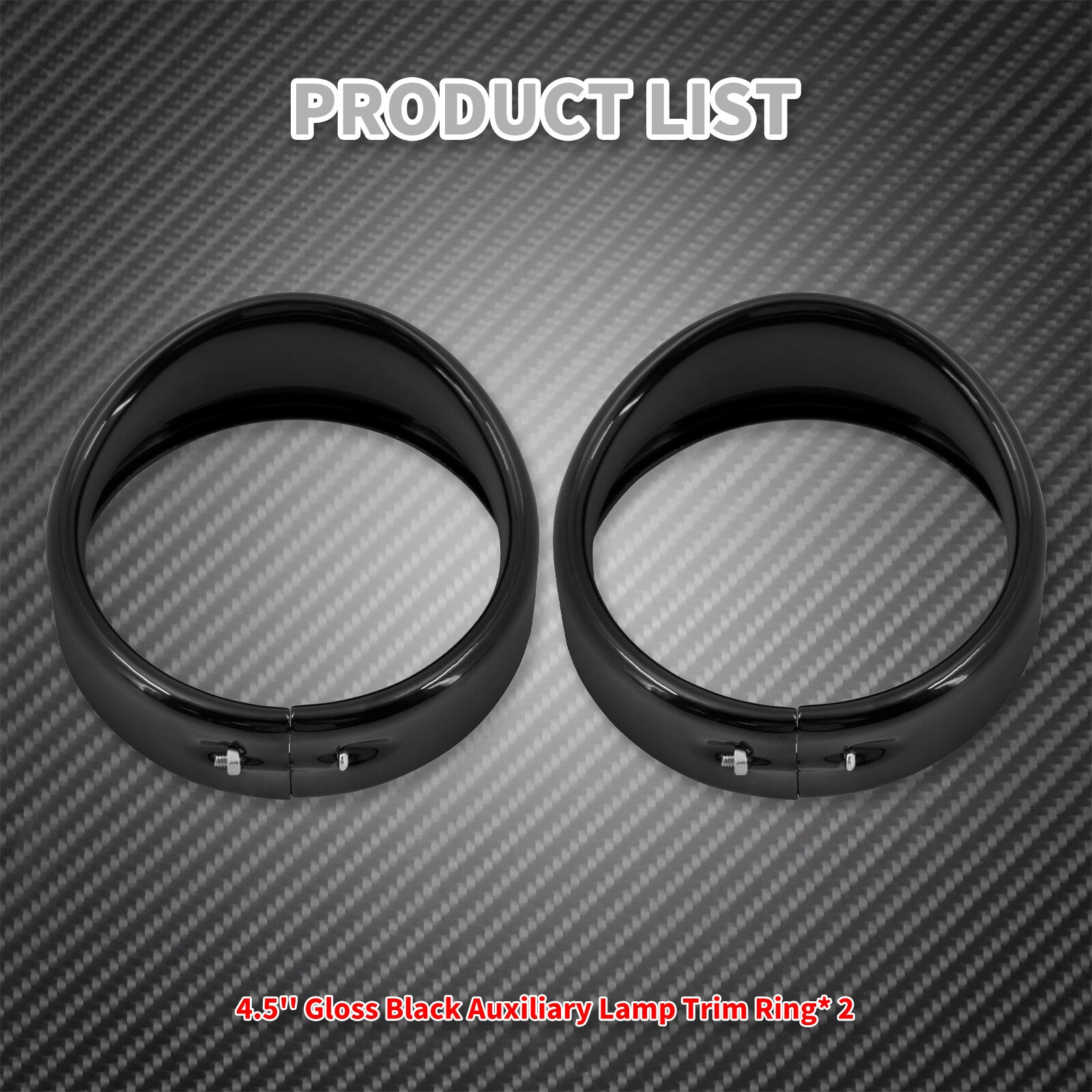 4.5 Gloss Auxiliary Fog Light Trim Visor Ring Fit for Harley Touring FLH XL883