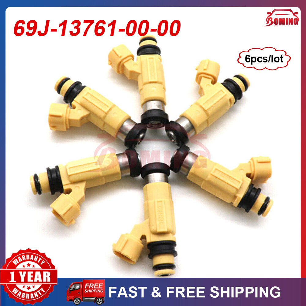 6PCS New for Yamaha F200 - F225 Outboard 2002-2012 69J-13761-00-00 Fuel Injector