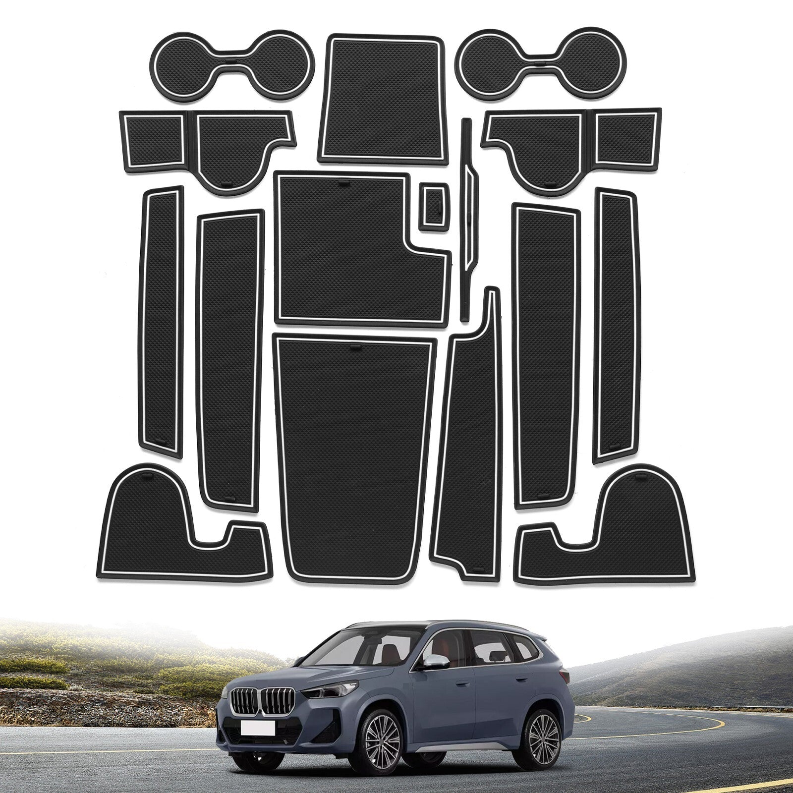 Anti-Slip Gate Slot Cup Mat for BMW X1 2023 2024 Car Door Pad Accessorie Set