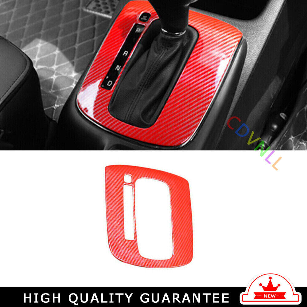 Car Middle Console Gear Shift Panel Trim Fit for Kia K3 2017-18 Red Carbon Fiber