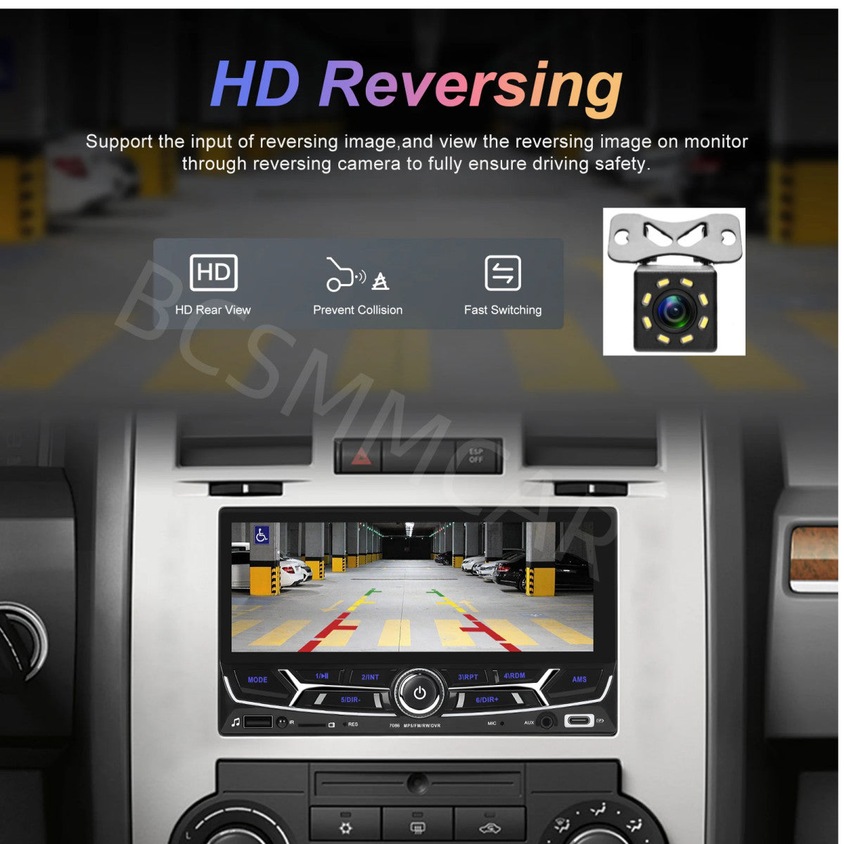 6.86 Double 2 DIN Touch Screen Stereo Radio Car For Apple Carplay Bluetooth AUX