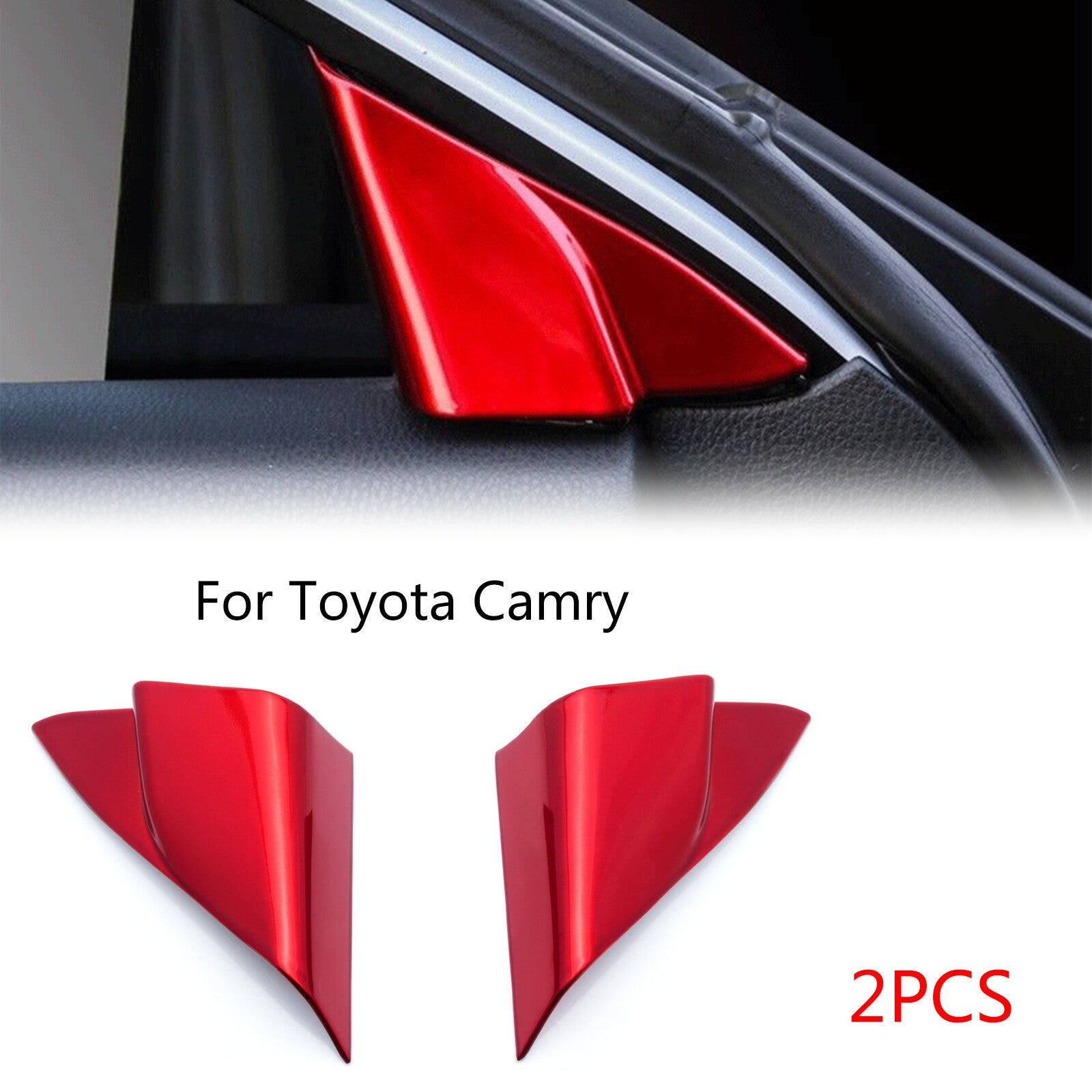 Red ABS A-Pillar Front Door Triangle Cover Trims for Toyota for Camry 2018 2019 2020