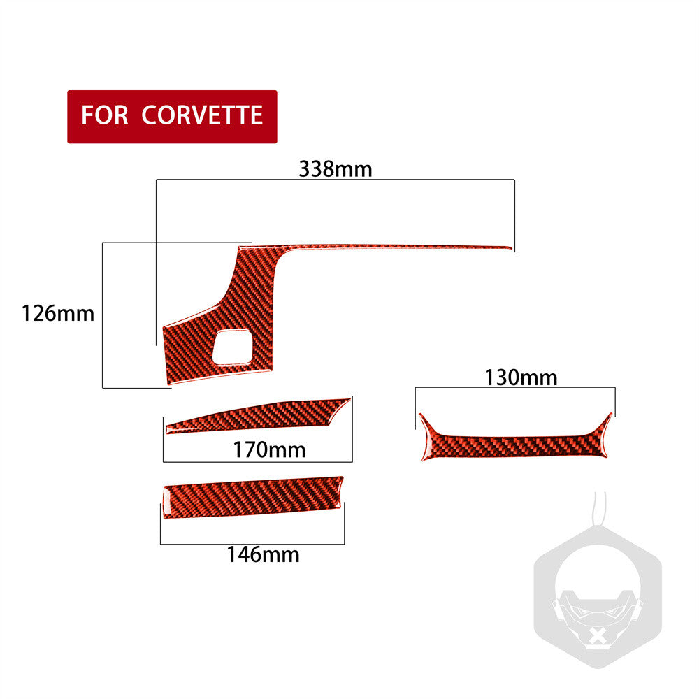 for Corvette C7 2014-2019 Central Control GPS Navigation Trim Red Carbon Fiber¡Á4