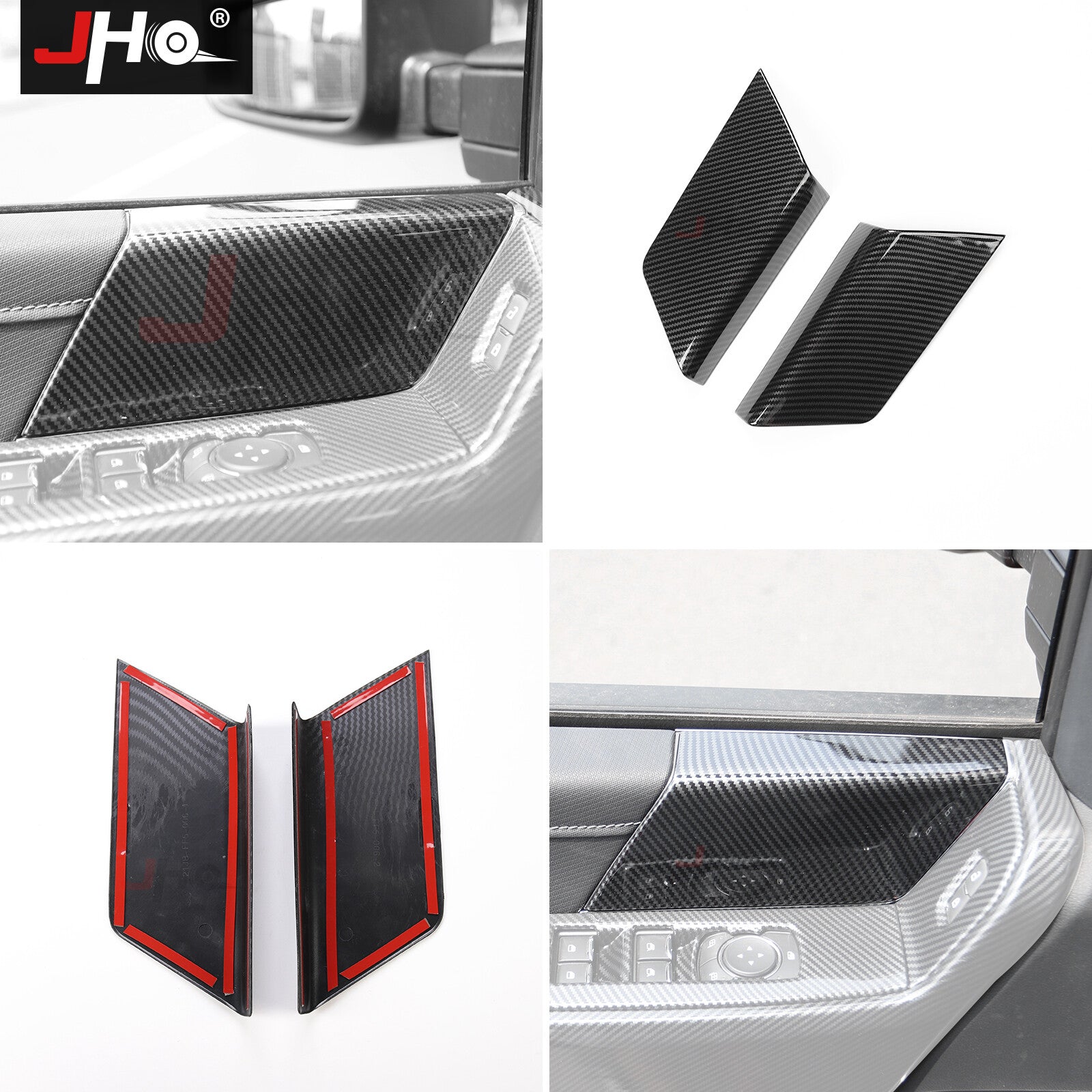 Carbon Fiber Inner Front Side Door Panel Cover Decor for Ford F150 F-150 2021