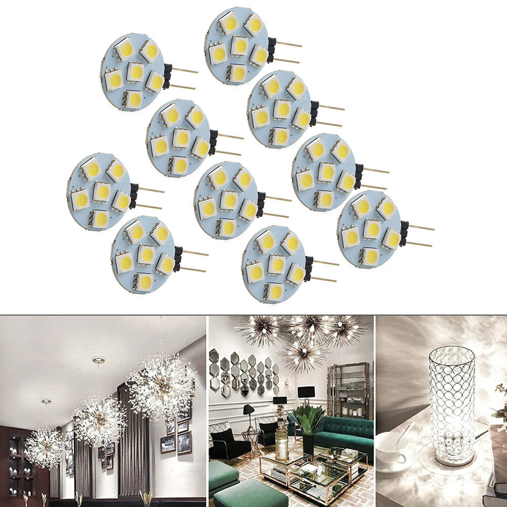 DC12V G4 Super Bright Flat White Light 5050 SMD 6 LED Bulb Lamp Fit Car 10PCS