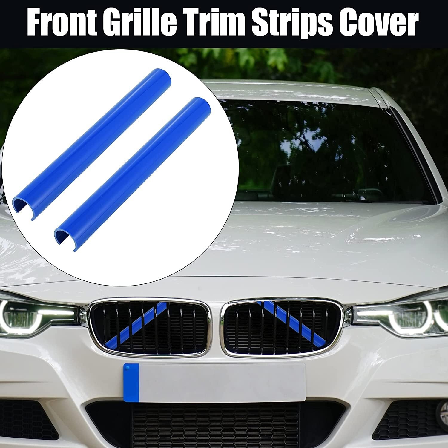 2x Blue Car Front V Brace Grille Trim Strip Covers for BMW 1 2 3 Series F30 G20