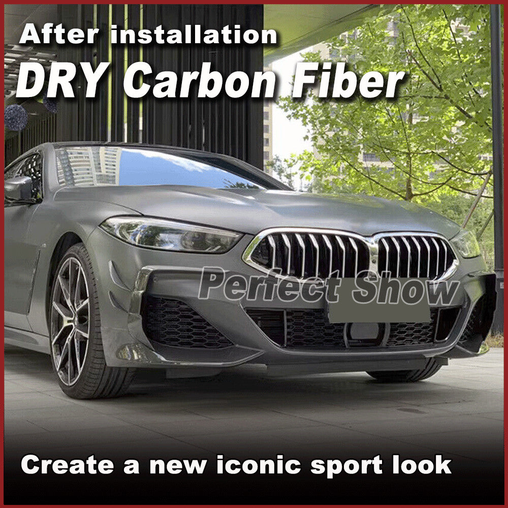 for BMW 8 Series G14 G15 G16 M-Sport M850i Dry Carbon Front Bumper Fins Canards