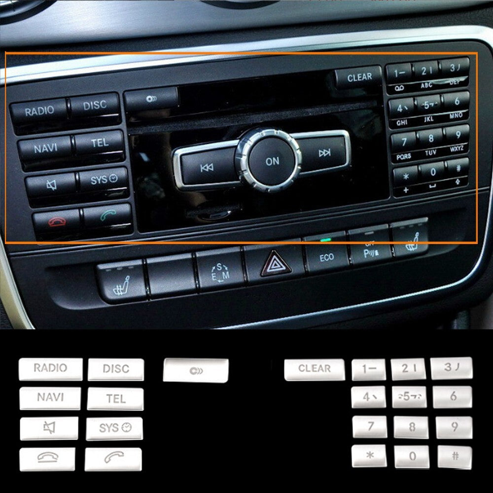 22Pcs for Mercedes-Benz CLS C218 E W212 Car Radio CD Numbers Switch Cover Trims