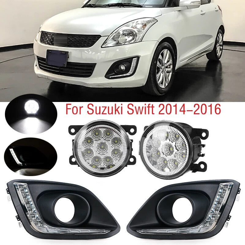 for Suzuki for Swift 2014-16 LED White Front Bumper DRL Daytime Driving Running Lamp