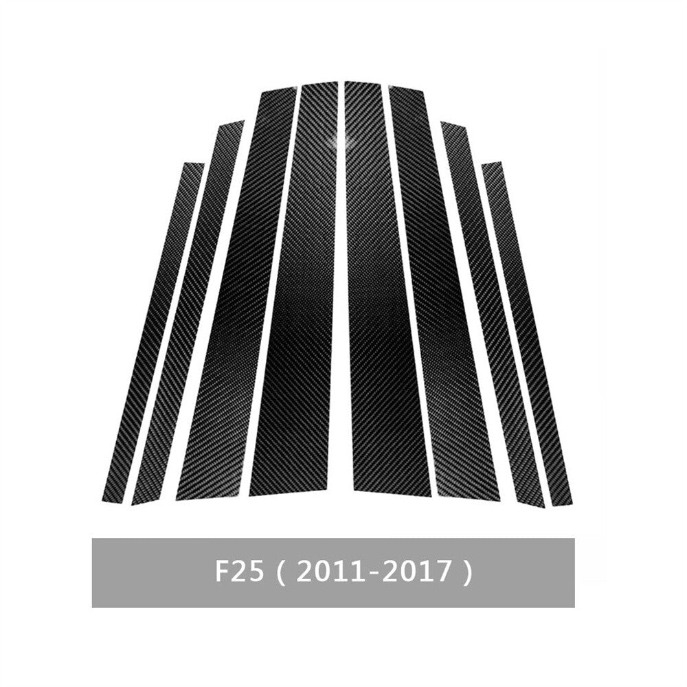 8Pcs Carbon Fiber Door Window Pillar Posts Panel Trim Kit for BMW X3 F25 2011-17