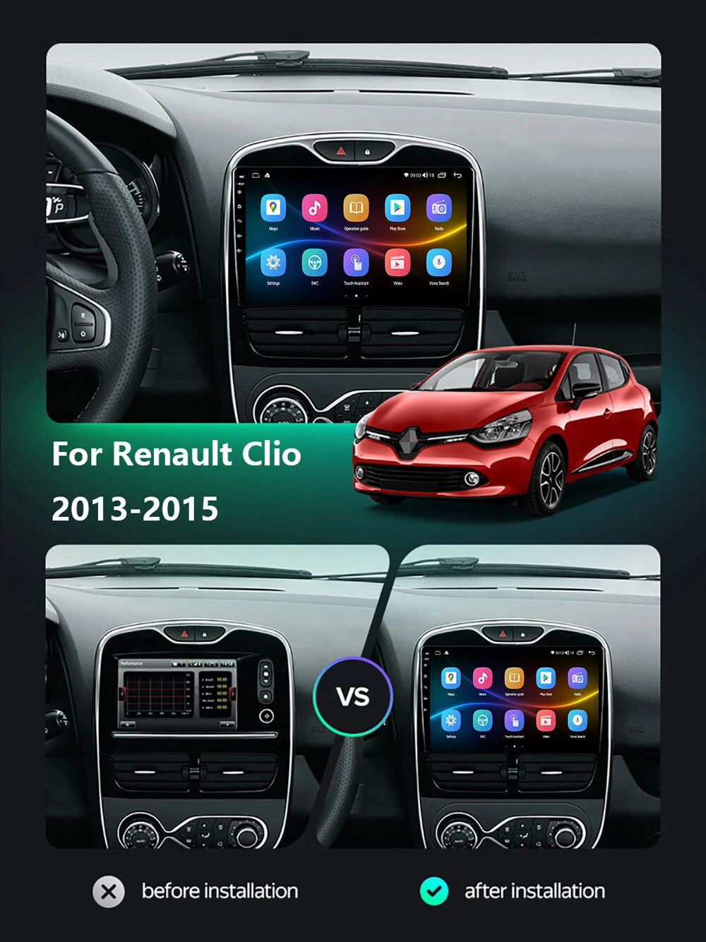 2+32GB for Renault for Clio 2013-2015 CarPlay Car Radio GPS Multimedia Player Screen