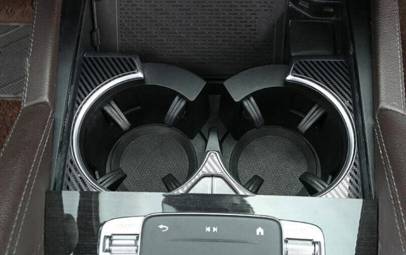 for Benz GLE GLS 2020-22 Steel Carbon Fiber Gear Water Cup Holder Frame Cover 1X
