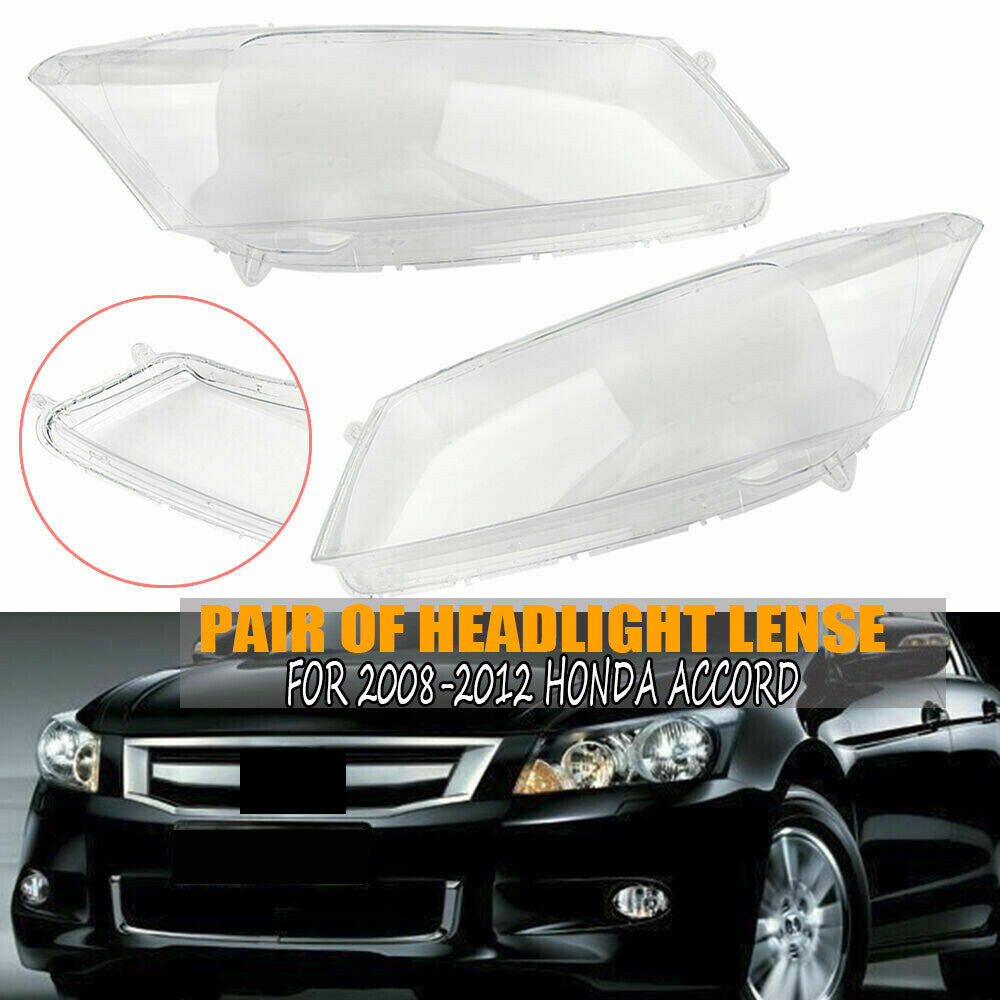 pair of transparent headlight covers and lens caps for Honda Accord 2008 - 2012