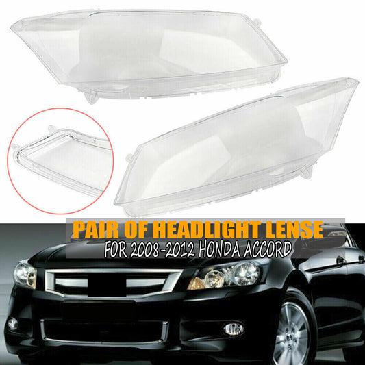 pair of transparent headlight covers and lens caps for Honda Accord 2008 - 2012