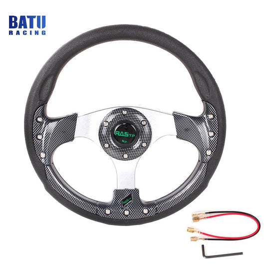 13Inch 6-holes Aluminum Universal Steering Wheel+Horn Button for Racing/ for Golf Car