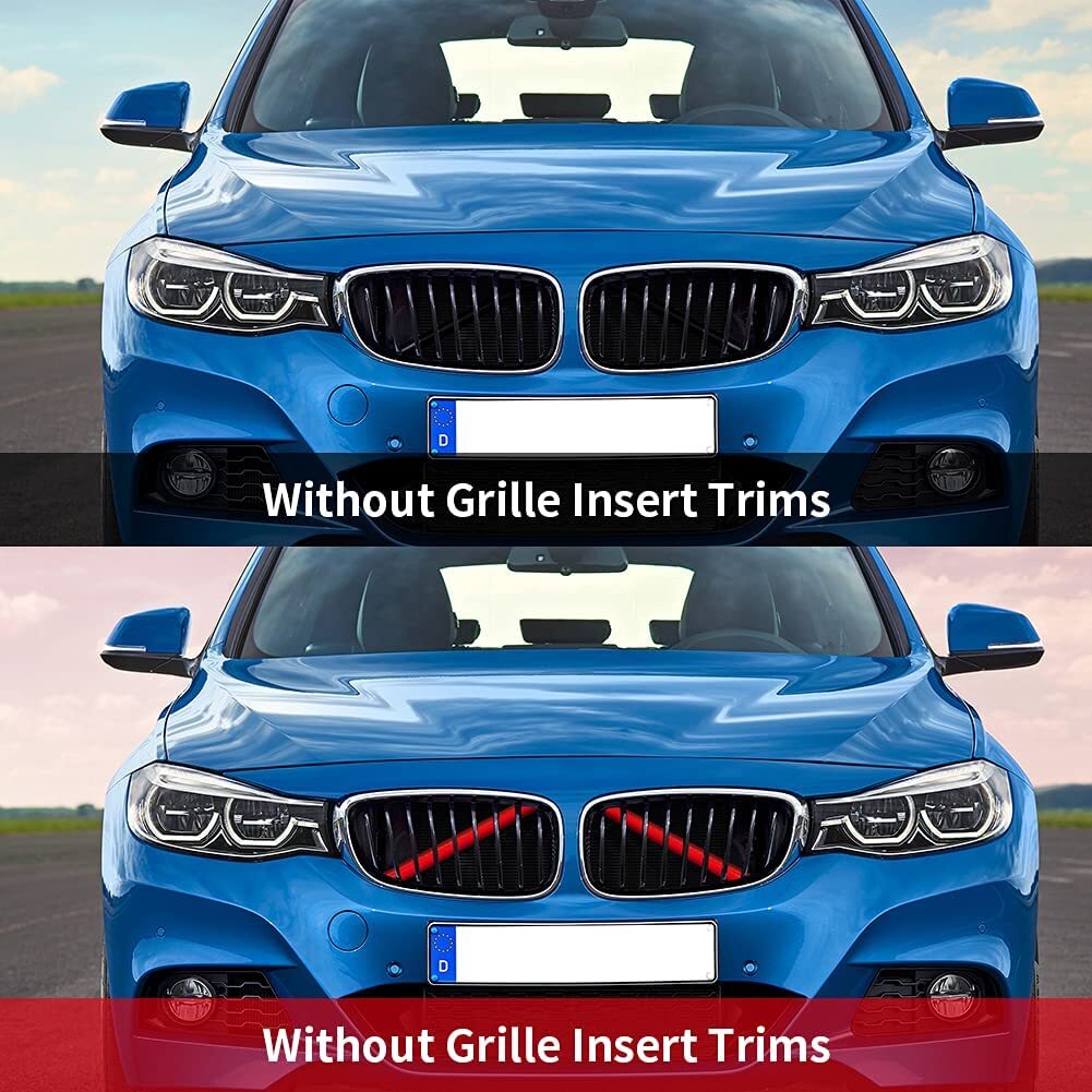 2x for 2020-2023 for BMW 3 Series G20 Red Car Front V Brace Grill Trims Strips Cover