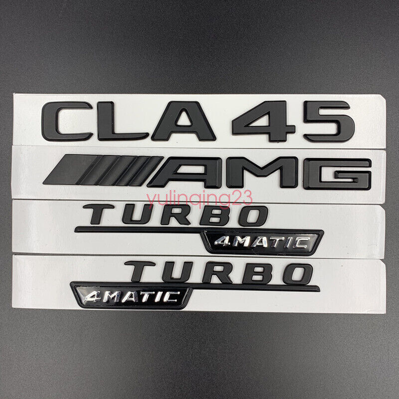 Matte Black CLA45 AMG TURBO 4 MATIC Trunk Badge Sticker