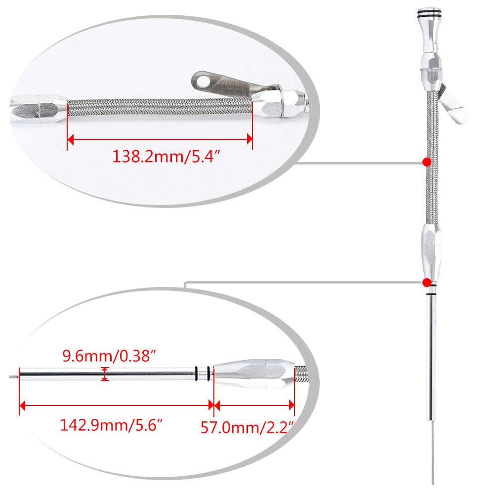 SBC Chrome Steel Engine Oil Dipstick for Chevy 350 283 327 383 400 Tube Dipstick