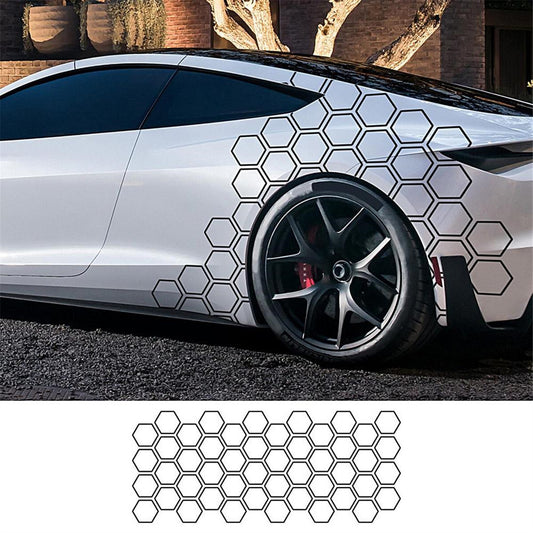 Honeycomb Hexagon Stickers Waterproof Accessories For Car Body Waist Line Kit