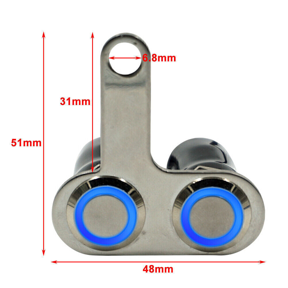 Universal Motorcycle Switch ON+OFF Handlebar Mount Push Button 12V Red LED Light