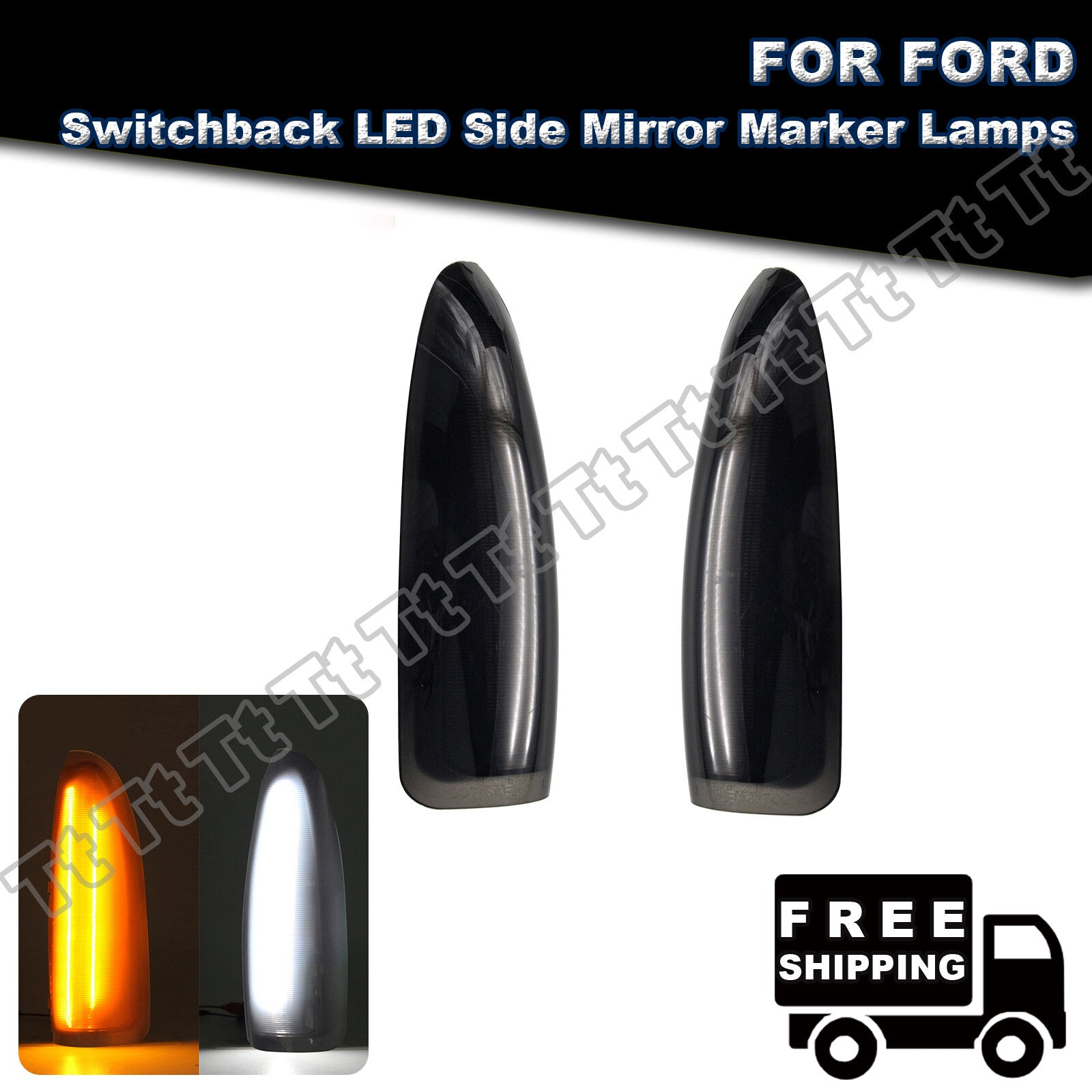 Amber/white LED side mirror light smoked lens suitable for 2003-2007 for Ford F250, F350, and F450.