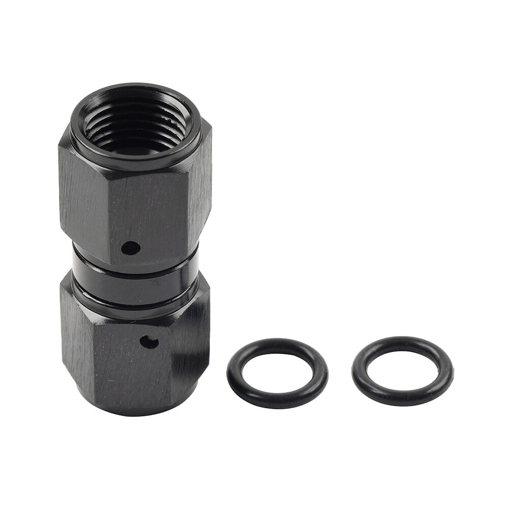 6AN Female to Female Straight Swivel Coupler Union Fitting Adapter Black