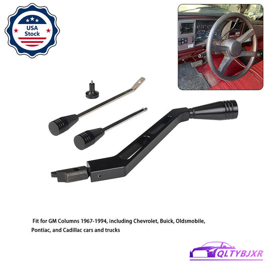 Black Column Shifter Turn Signal Lever Hazard Tilt Kit for GM 1967-94 Aluminum