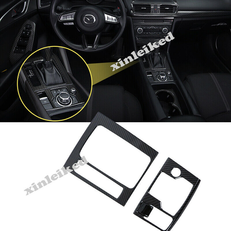 Carbon Fiber Inner Gear Shift Box Panel Cover Trims for Mazda 3 Axela 2017 2018
